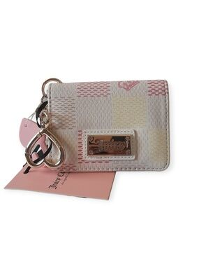 Juicy Couture Miss Independent Card Holder Heart Key Fob - White Multi Plaid